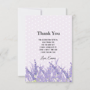 Carte De Remerciements lavande, élégant, moderne, tendance, floral, viole