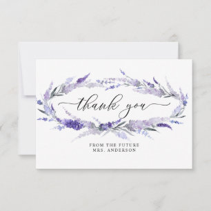 Carte De Remerciements Lavande Elégante Fête des mariées florale Lilac Ma