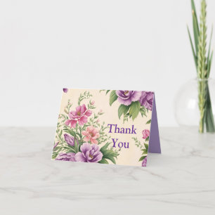 Carte De Remerciements Lavande Et Rose Pays Jardin Floral Imprimer