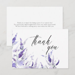 Carte De Remerciements Lavande Floral Botanique Lilac Mauve Mariage