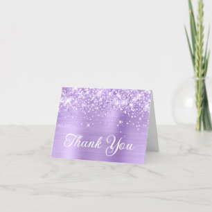 Carte De Remerciements Lavande Glittery Foil Quinceañera