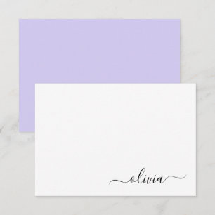 Carte De Remerciements Lavande Purple Script Moderne Fille Monogramme Nom