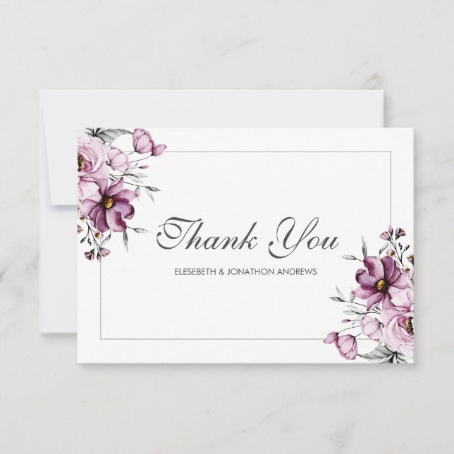 Carte De Remerciements Lavande romantique & Poudre Bleu Floral Fleur (Devant)