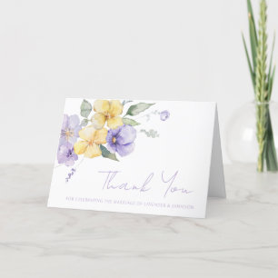Carte De Remerciements Lavande violet et soleil Jaune Mariage floral