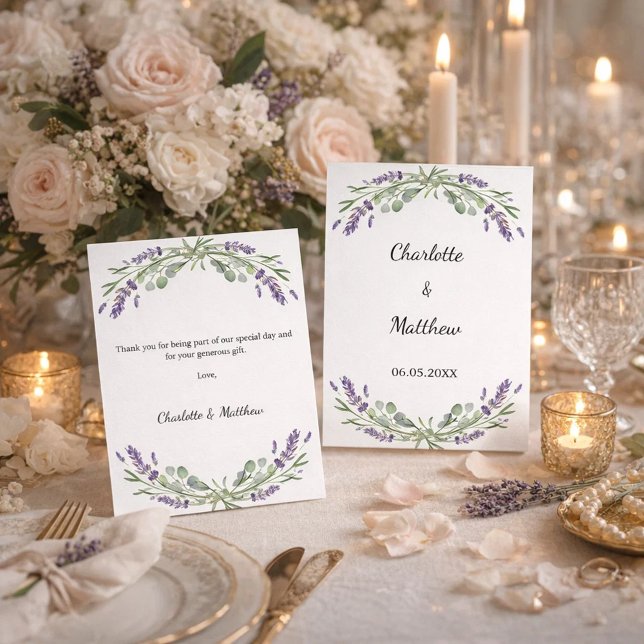 Carte De Remerciements Lavender violet florals wedding (Créateur téléchargé)