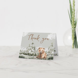 Carte De Remerciements L'aventure attend le baby shower de l'ours foresti