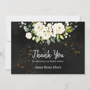 Carte De Remerciements *~* Lavis de couleur Rose Blanche Mariage Champêtr