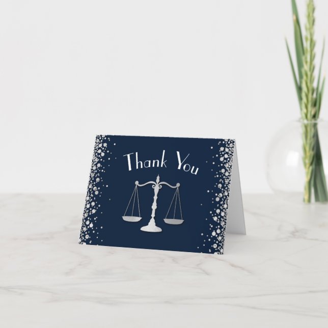 Carte De Remerciements Lawyer Law School Marine Silver Graduation Party (Devant)