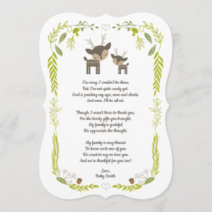 Carte De Remerciements Le baby shower animal de région boisée vous