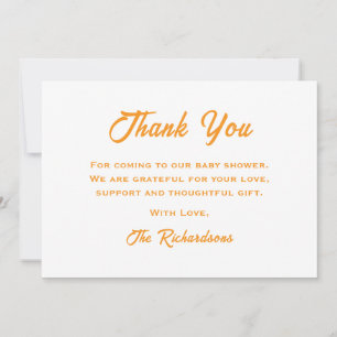 Carte De Remerciements Le Baby shower Blanc Orange Est Le Soleil Du Fils