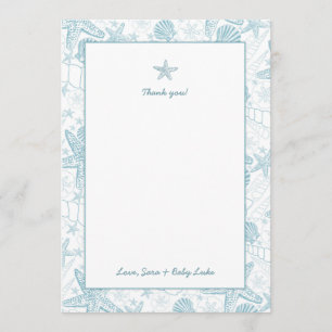 Carte De Remerciements Le baby shower de garçon de coquilles de mer vous