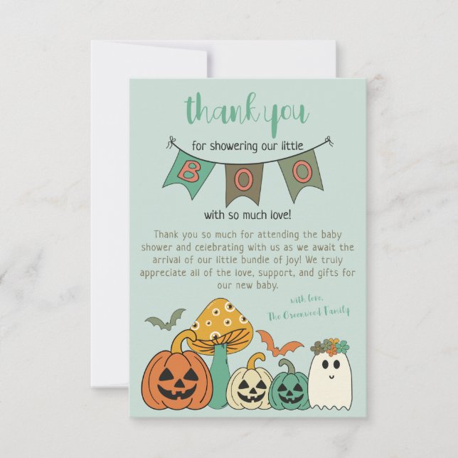 Carte De Remerciements Le Baby shower de la petite boule d'Halloween des  (Devant)