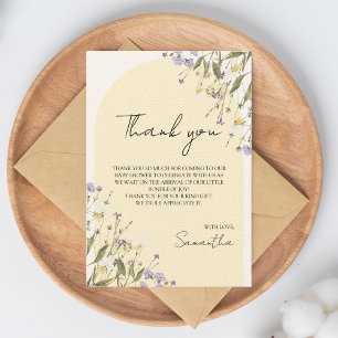 Carte De Remerciements Le BABY SHOWER de la petite fille Fleur sauvage