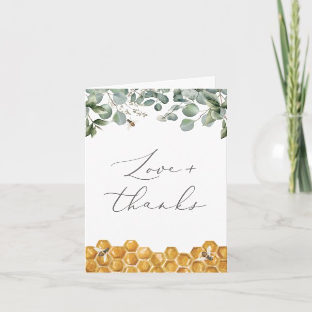 Carte De Remerciements Le Baby shower de verdure Can Bee (Devant)