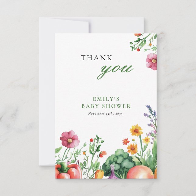 Carte De Remerciements Le Baby shower des fermiers cultivés localement (Devant)