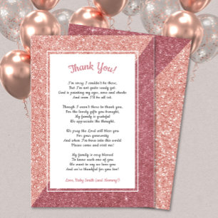 Carte De Remerciements Le baby shower rose de poème de parties