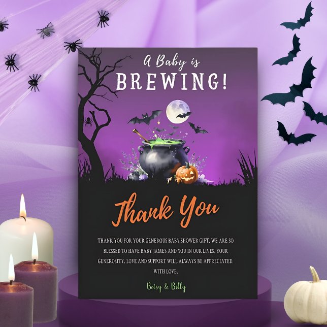 Carte De Remerciements Le bébé brasse le Baby shower d'Halloween (Créateur téléchargé)