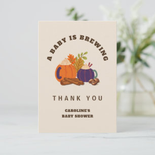 Carte De Remerciements Le bébé brasse le café Citrouille Baby shower d'au