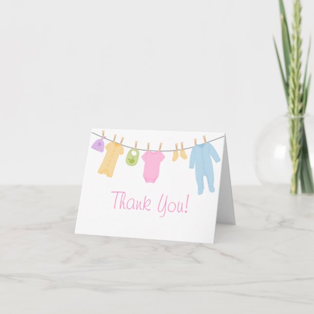 Carte De Remerciements Le bébé de Little Clothes Thank (Devant)