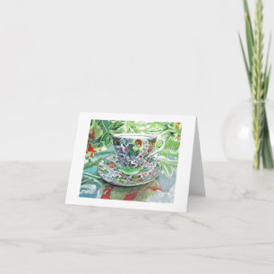Carte De Remerciements Le blanc tropical de tasse de thé Carte-Remercient