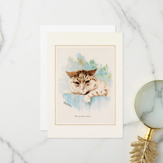 Carte De Remerciements Le Chat d'à côté par Louis Wain (Devant/Arrière en situation)