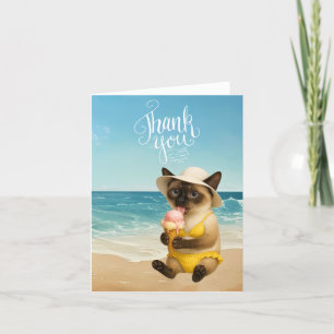 Carte De Remerciements Le chat est sur la plage