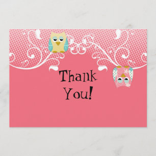 Carte De Remerciements Le Chouette à la lueur de Whimsical Chouette Choue