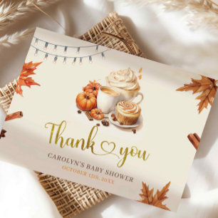 Carte De Remerciements Le Citrouille d'automne brasse le Baby shower Feui