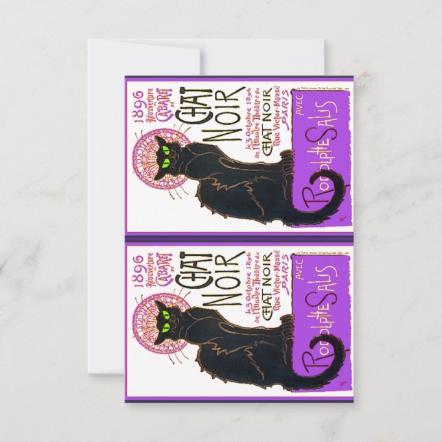 Carte De Remerciements Le Conversation Noir en violet, Art Chat, Art Paro (Devant)