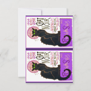 Carte De Remerciements Le Conversation Noir en violet, Art Chat, Art Paro