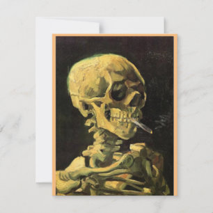 Carte De Remerciements Le crâne d'un squelette, la cigarette en feu, Van