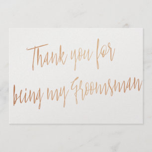Carte De Remerciements Le cuivre moderne "Merci pour être mon groomsman"
