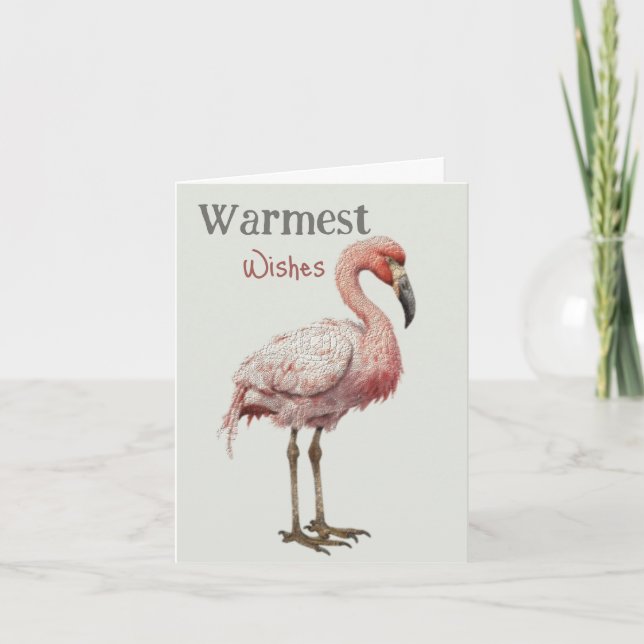 Carte De Remerciements Le Flamant rose des souhaits les plus chauds (Devant)