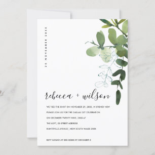 CARTE DE REMERCIEMENTS LE FOLIAGE EUCALYPTUS VERT NOUS AVONS LIÉ L'INVITA