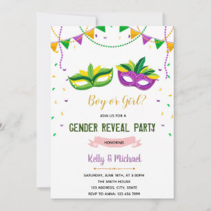 Carte De Remerciements Le genre Mardi gras révèle l'invitation à la douch