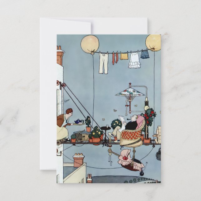 Carte De Remerciements « Le jardin pliant » de W Heath Robinson (Devant)