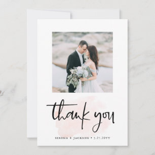 Carte De Remerciements Le manuscrit décontracté   rougissent mariage de