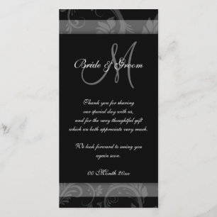 Carte De Remerciements Le mariage blanc noir "vous remercient" de party