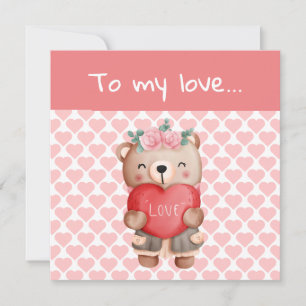 Carte De Remerciements Le mignon ours en peluche de Valentine envoie un c