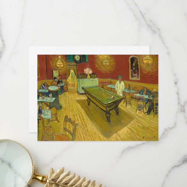 Carte De Remerciements Le Night Café de Vincent van Gogh (Devant/Arrière en situation)