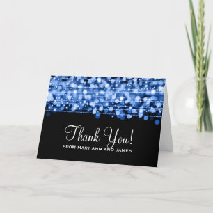 Carte De Remerciements Le parti mariage "Merci" s'éclaire en bleu
