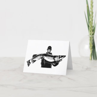 Carte De Remerciements Le pêcheur a attrapé un gros poisson