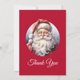 Carte De Remerciements Le Père Noël rétro dans un Noël Casquette rouge