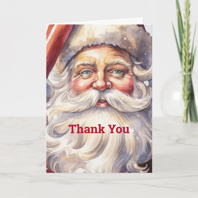 Carte De Remerciements Le Père Noël rétro dans un Noël Casquette rouge (Devant)