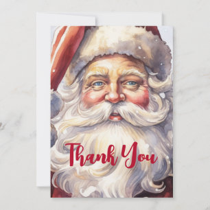 Carte De Remerciements Le Père Noël rétro dans un Noël Casquette rouge