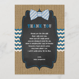 Carte De Remerciements Le poème rustique de baby shower de garçon vous