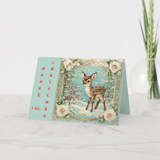 CARTE DE REMERCIEMENTS LE PREMIER NOËL DE BÉBÉ (Devant)