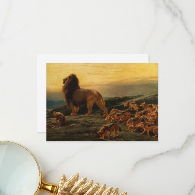 Carte De Remerciements Le roi et ses satellites par Briton Riviere (Devant/Arrière en situation)