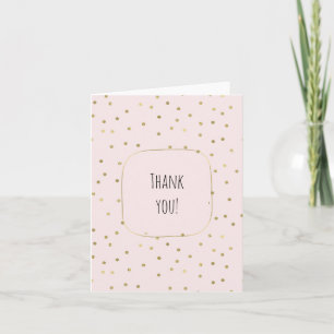 Carte De Remerciements Le rose rougissent des confettis d'étincelle d'or