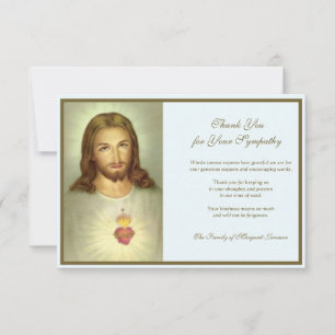 Carte De Remerciements Le Sacré Coeur de Jésus, catholique et religieux